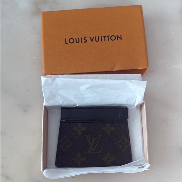 Louis Vuitton Black and Brown Monogram Coin Purse or Card Holder Vintage - Picture 1 of 14